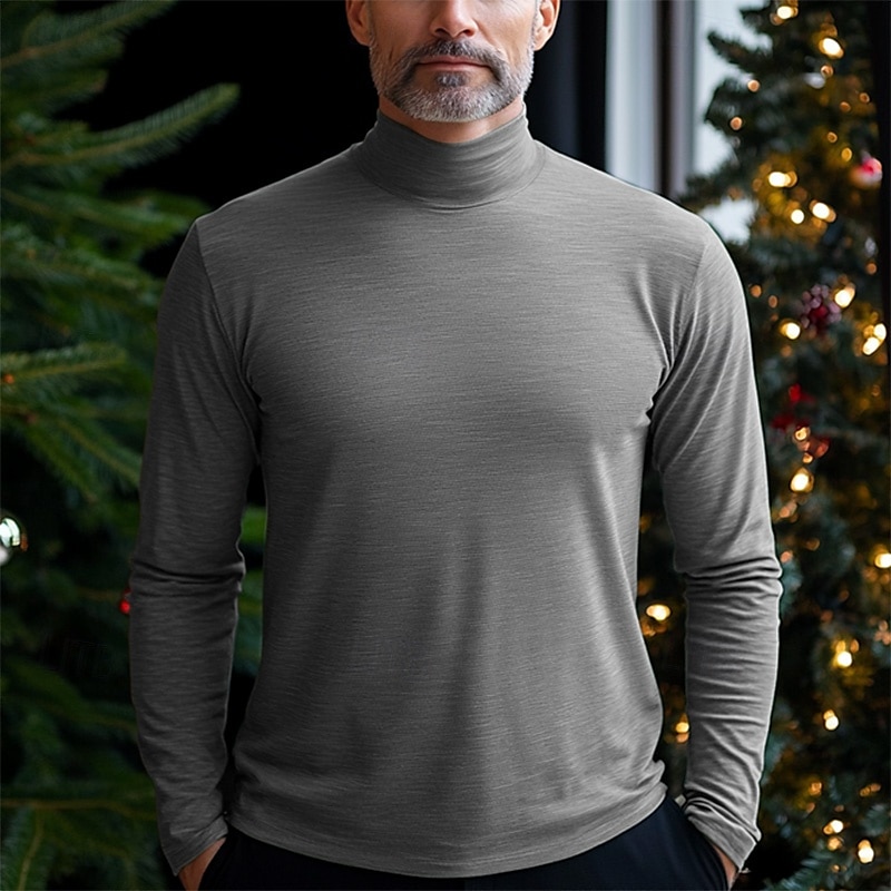 Herre T skjorte Turtleneck skjorte Langermet skjorte Langermet Rullekrage Vår & Vinter عادي Mote Designer Fritid Klassisk Gate Sport Ferie Lyseblå Marineblå Svart Topp T-skjorte for menn 2025 - $15.49 –P2