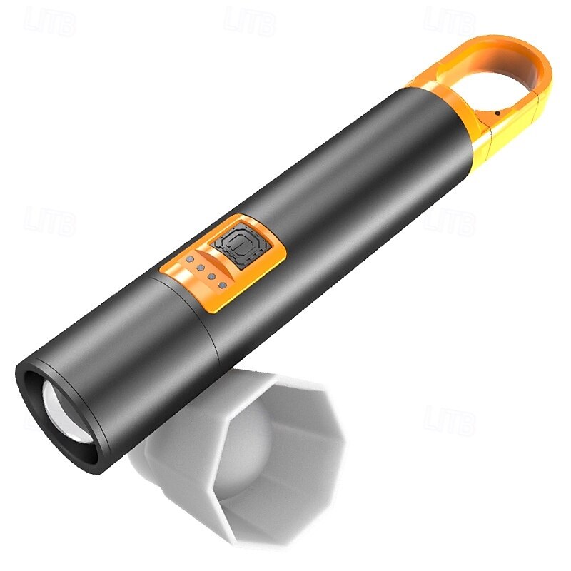 hvit laserzoom-lommelykt med led-display, usb oppladbart langvarig blitslys for utendørs camping  & hjemmelys 2025 - $18.49 –P11