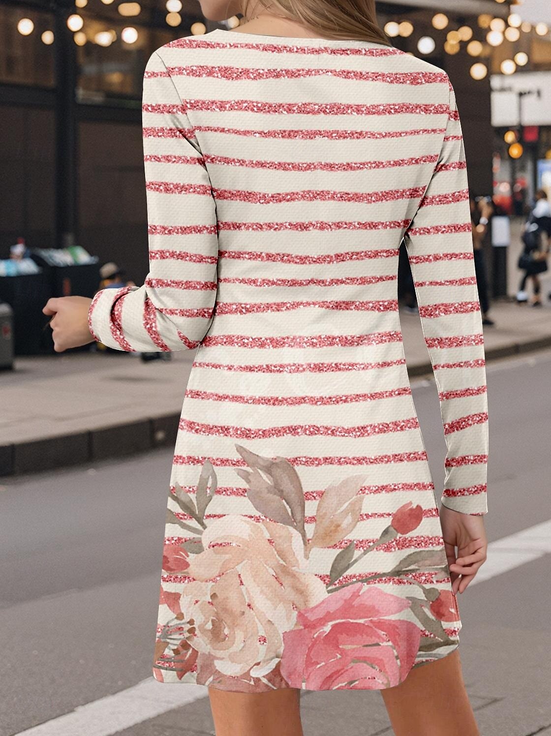 Femme Mini robe Robe casual Mini-robe Robe t-shirt Robe d'été Décontractées Vacances Plein Air Casual Standard Floral marinière Col Ras du Cou Rose Claire Automne Hiver de 2025 ? $23.99 –P2