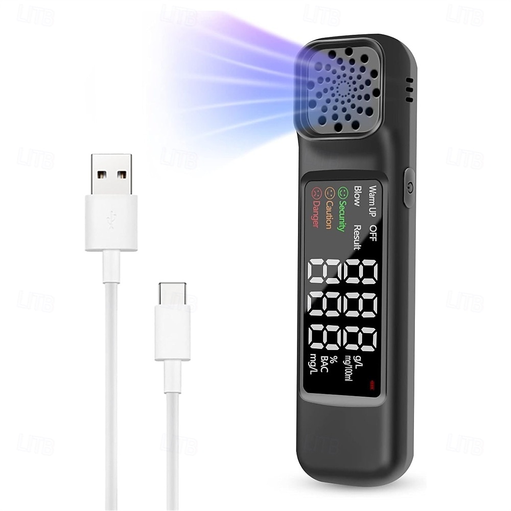 Portable Alcohol Tester With Digital Test Machine Checker USB Rechargeable Breathalyzer Analyzer Handheld High-Precise Alcohols Detector Non-Contacting Breath Blow Tester 2025 - $31.99 –P8