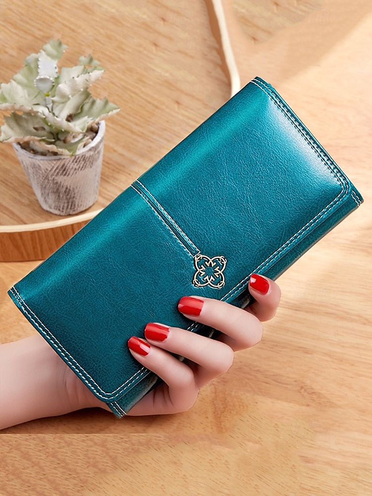 Women's Red Faux Leather Wallet with Multiple Card Slots and Zippered Coin Pocket – Elegant and Functional Clutch for Everyday Use 2025 - $14.99 –P9