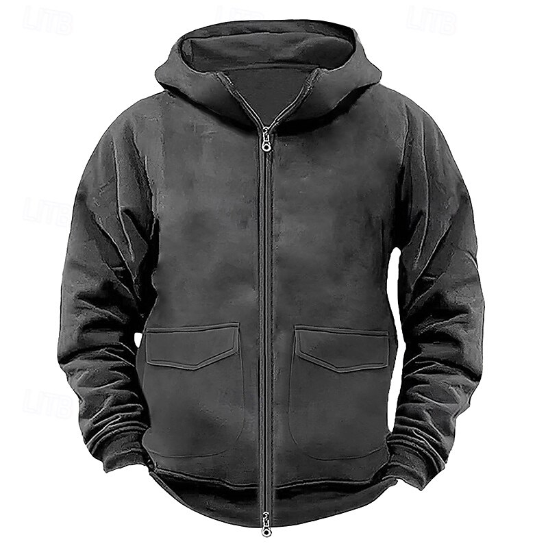 Per uomo Felpa con cappuccio Felpa con cappuccio a zip intera Felpa con cappuccio tattica Nero Blu marino Cachi Grigio Con cappuccio Liscio Compatto Sportivo Giornaliero Streetwear Fantastico del 2025 a $41.99 –P1