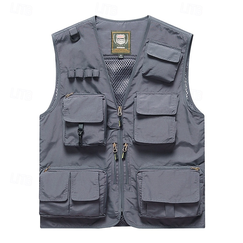 Herren Weste für Wanderer Wander-Fleeceweste Ärmellos Weste Außen Atmungsaktiv Komfortabel Mehrere Taschen Polyester Schwarz Armeegrün Rot Jagd Angeln Klettern 2025 - $29.99 –P6