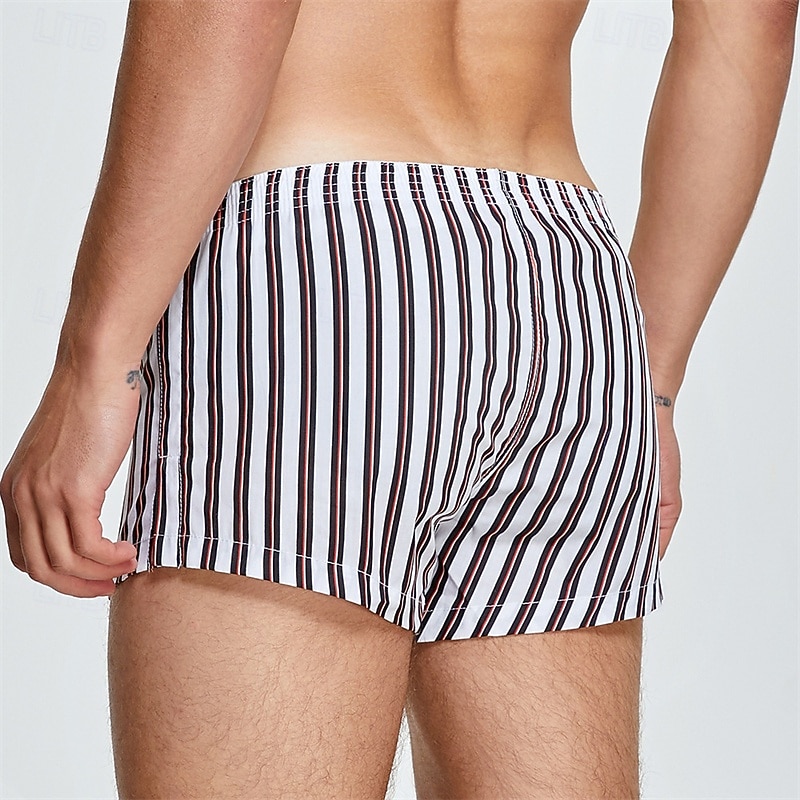 Hombre 1 pc Boxer Boxers Cintura elástica 100% Algodón Transpirable Suave Cómodo Raya Tiro Medio Blanco Amarillo 2025 - $11.49 –P2