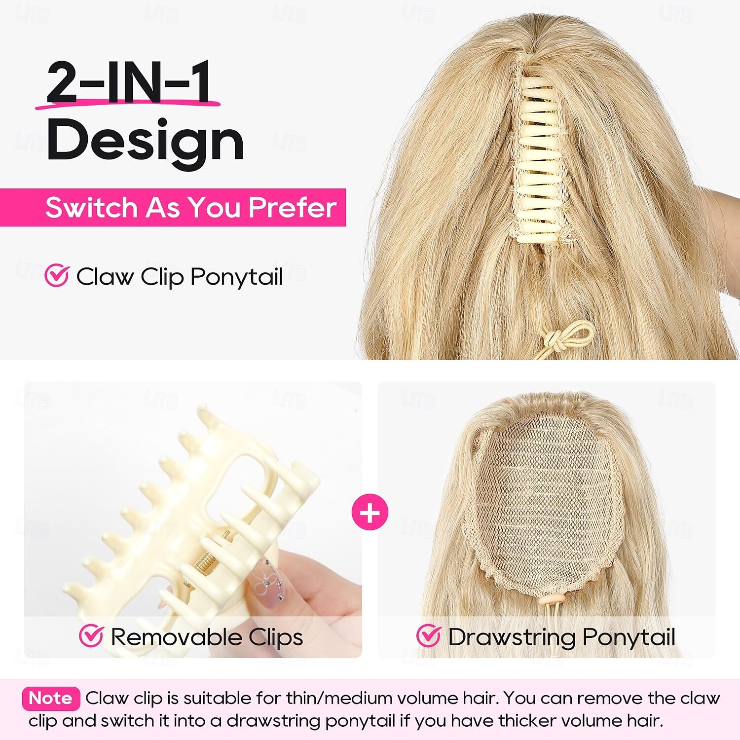 Ponytail Extension 24" Claw Clip in Ponytail Extensions Long Curly Wavy Ponytail Hair Extension Jaw Clip on Pony Tails Hairpiece for Women 2025 - $10.99 –P5