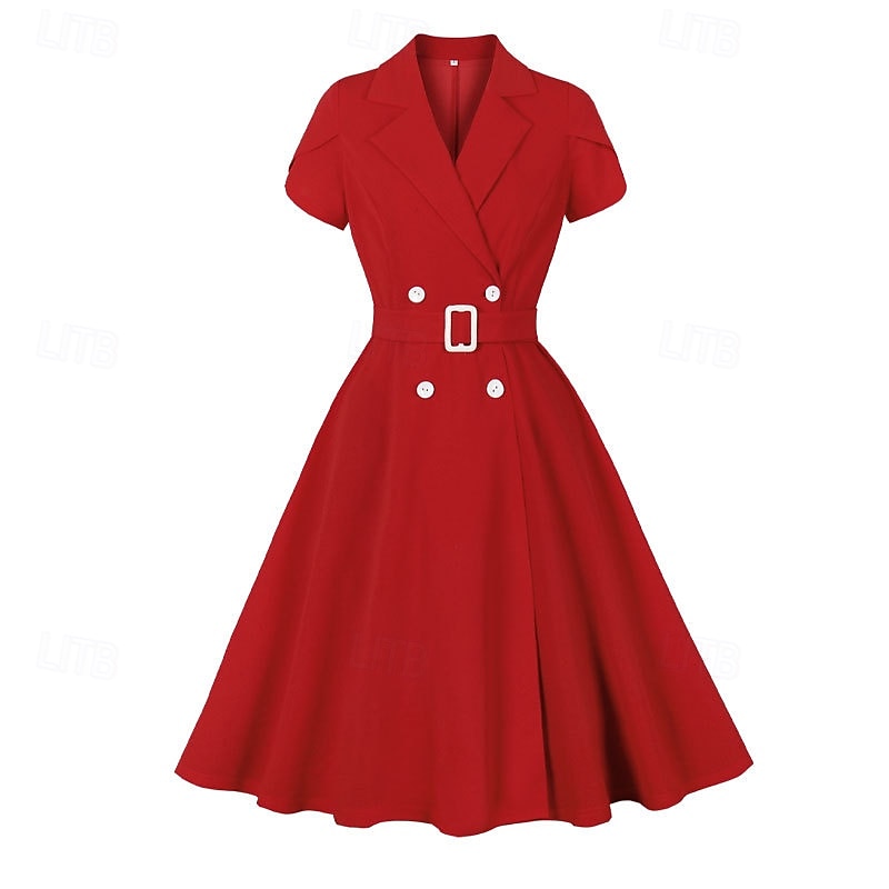 Retro 50. léta Rockabilly Polední Šaty na šaty Flare šaty Větší velikosti S páskem A-Linie Dámské Dovolená Maturita Retro tematická párty Dospělé Šaty Jaro léto 2025 - $34.99 –P1