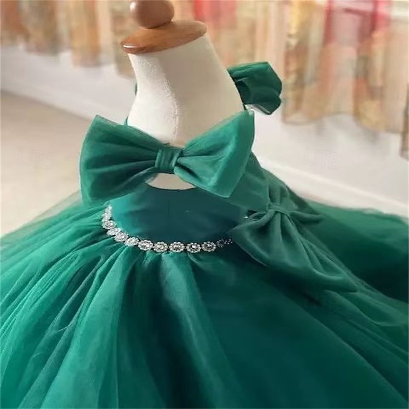 kinderkleidung Mädchen Party Kleid Feste Farbe Kurzarm Leistung Gitter Prinzessin Süß Gitter Mitte der Wade Etuikleid Tüll-Kleid Sommer Frühling Herbst 2-12 Jahre Grün 2025 - $82.99 –P5