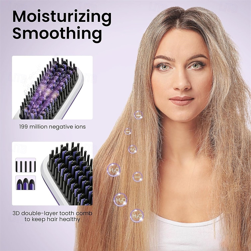 Vezeték nélküli Hajvasalók Forró Levegő Fésű Negatív Forró Fésű Hajvasaló 20s Gyors Fűtés Kerámia és Égésgátló Tervezés Valentin-napi Ajándék 2026 - $33.99 –P2