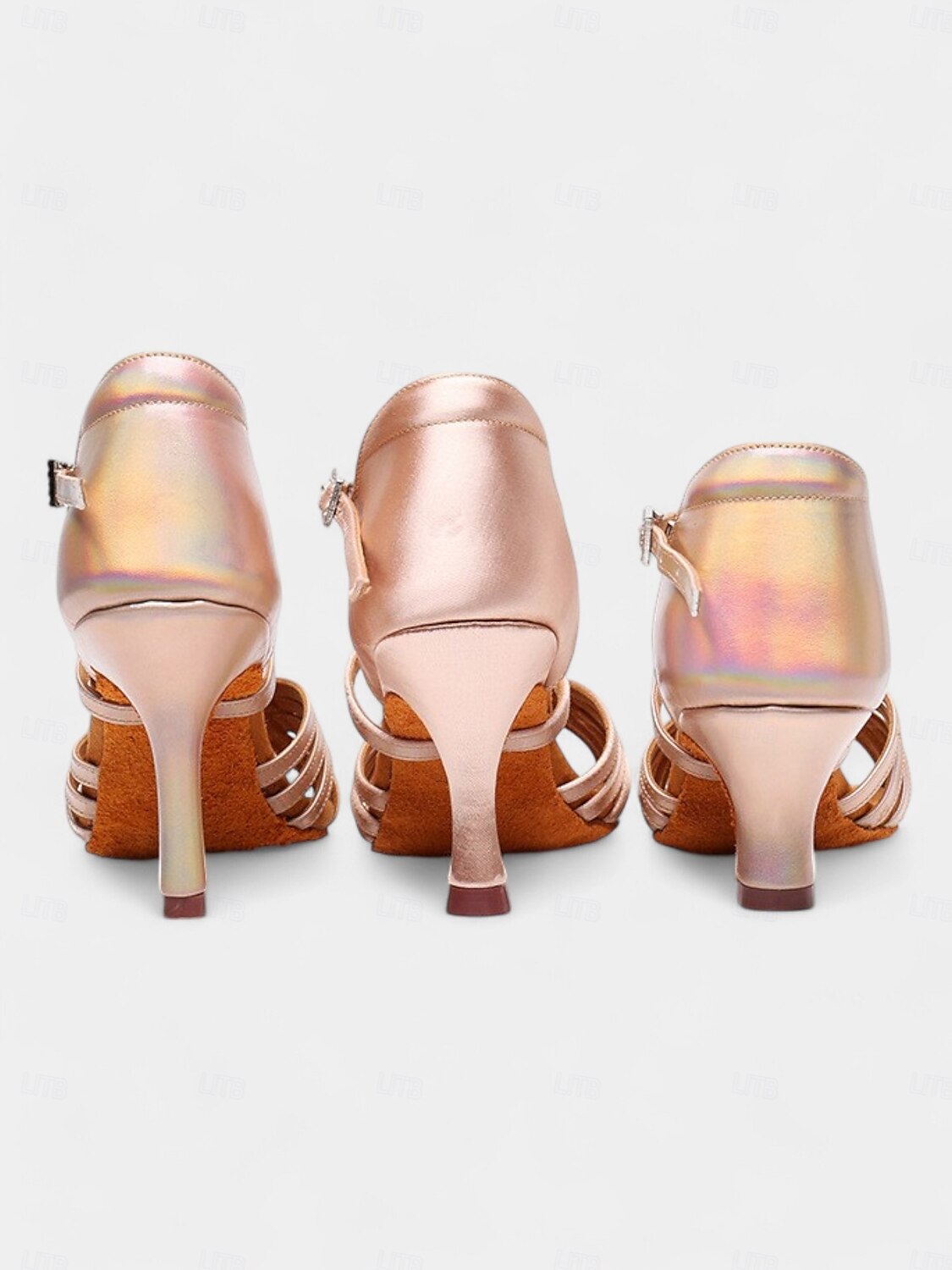 Women's Silver Holographic Dance Sandals with Soft Suede Sole, Cross-Strap Design and Low Heel - Ideal for Salsa, Latin, and Ballroom Dancing 2025 - $42.99 –P10
