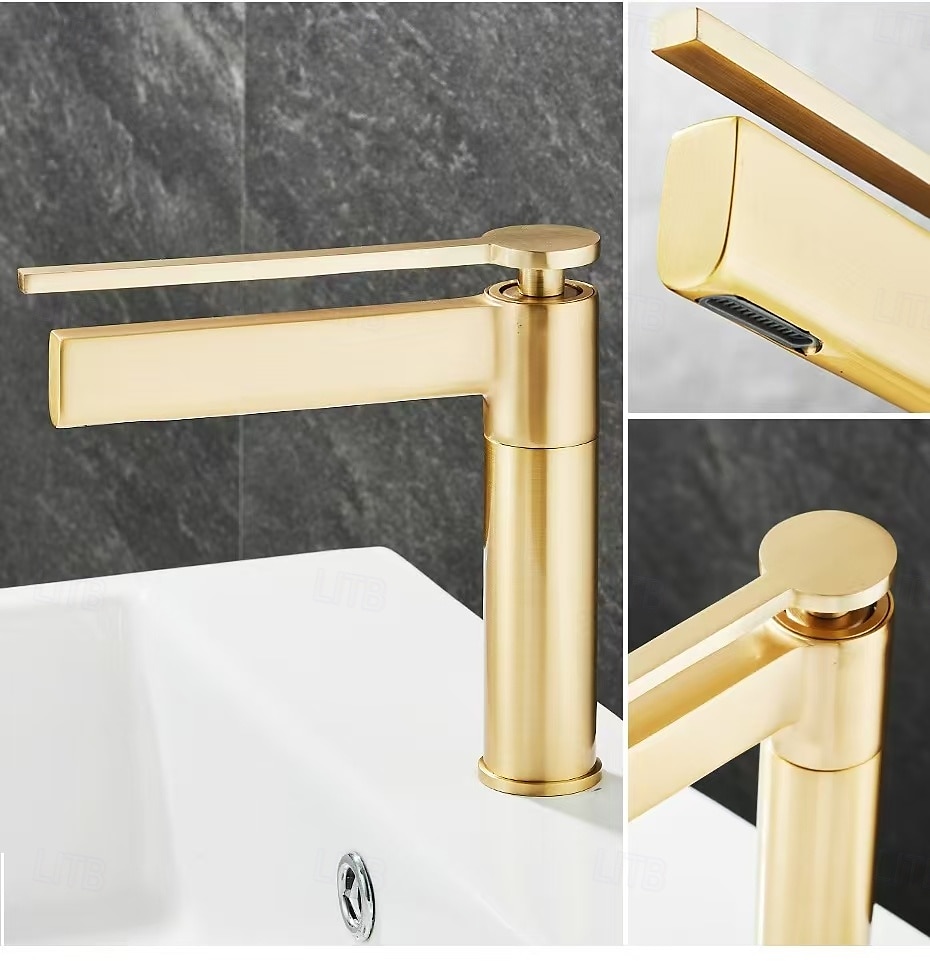 rubinetto per bagno rubinetto per lavabo in ottone spazzolato oro miscelatore rubinetto per lavabo rubinetto per lavabo maniglia singola rubinetto per lavabo caldo freddo del 2025 a $97.99 –P9