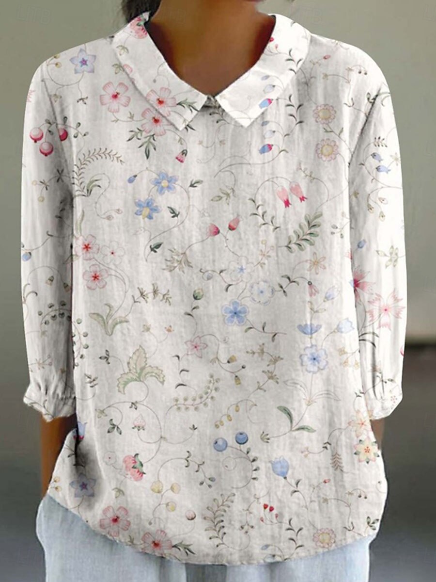 Women's Shirt Linen-Inspired Shirts Graphic Daily Stylish Long Sleeve Shirt Collar Party Work Daily White Blue Sky Blue Spring & Fall 2025 - $29.99 –P3