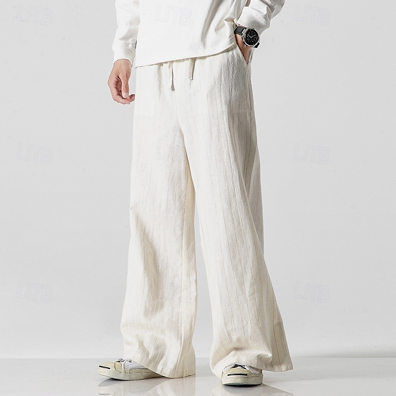Voor heren Broek Vrijetijdsbroek Zak Trekkoord Recht been Streep Comfort Buiten Dagelijks Modieus Casual Donker Bruin Zwart Micro-elastisch 2025 - $42.99 –P6