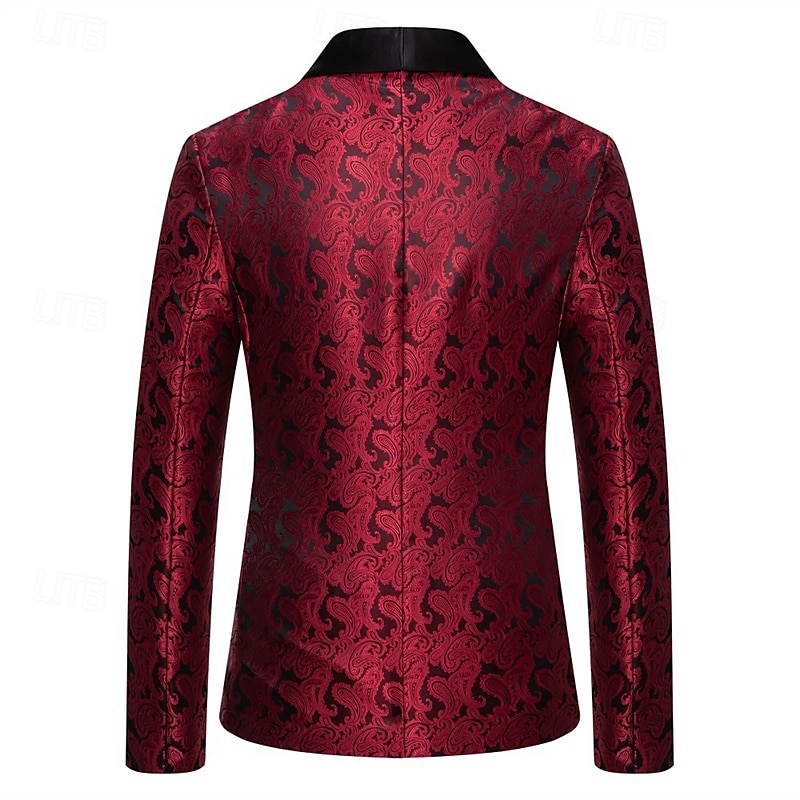 Bărbați Blazer Afaceri Petrecere cu cocktail Petrecere Nuntă Modă Casual Primăvara & toamnă Poliester Imprimeu Paisley Buzunar Nasturi Comfortabil Cu Un Nasture Blazer Argintiu Gri Închis Negru Alb 2026 - $60.99 –P11