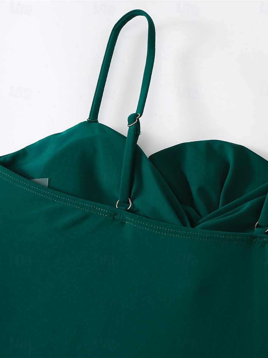 Dam Badkläder En bit 2 st Monokini Byxa Baddräkt knyt fram Öppen rygg Magkontroll Hög midja Smal Semester Standkläder Blommig Grafisk Halterneck Ärmlös Baddräkter 2025 - $52.99 –P3
