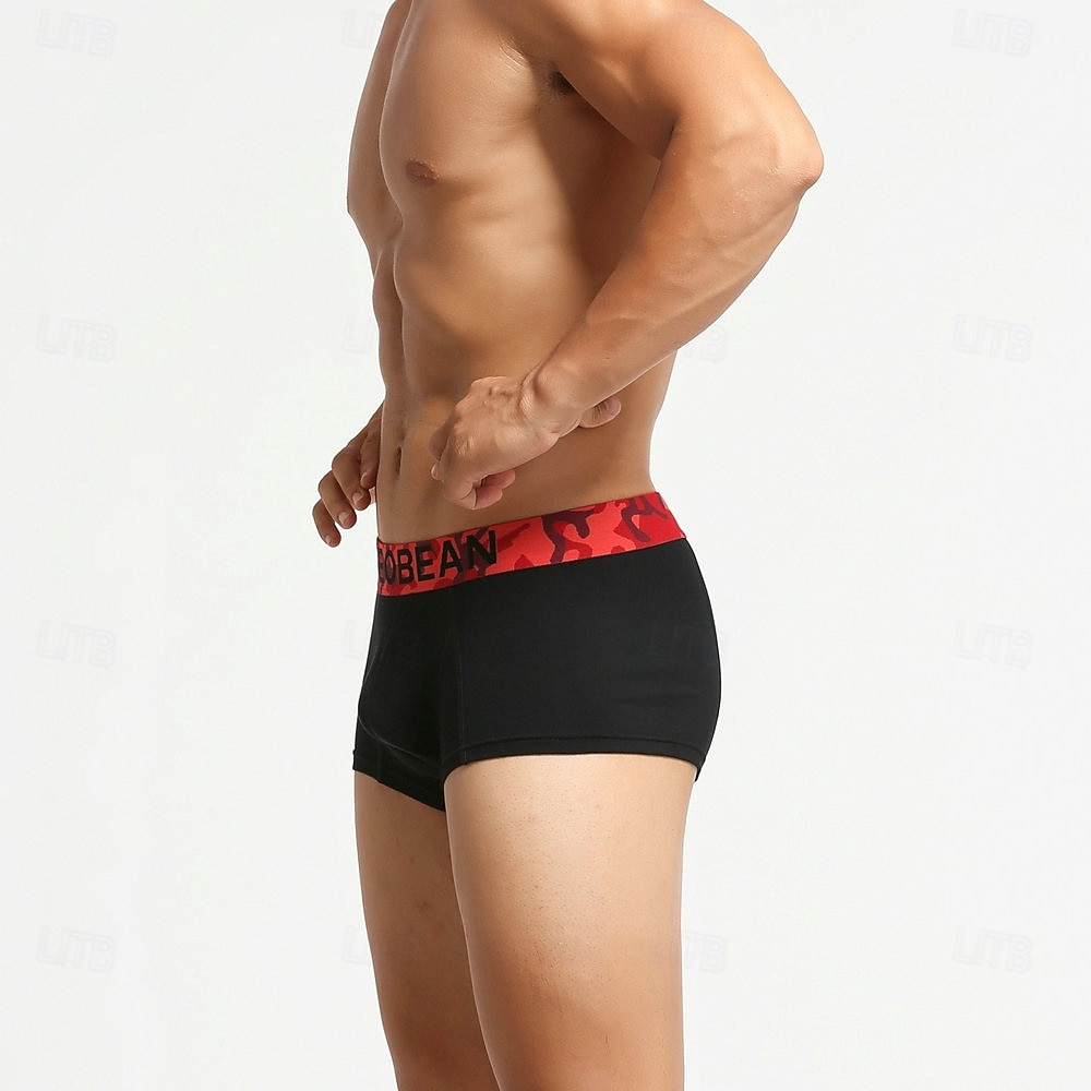 Herren 1 pc Unterwäsche Boxer Boxer-Shorts Patchwork 90% Baumwolle Atmungsaktiv Weich Komfortabel Farbblock Buchstabe Mittlere Hüfthöhe Schwarz Weiß 2025 - $8.99 –P6