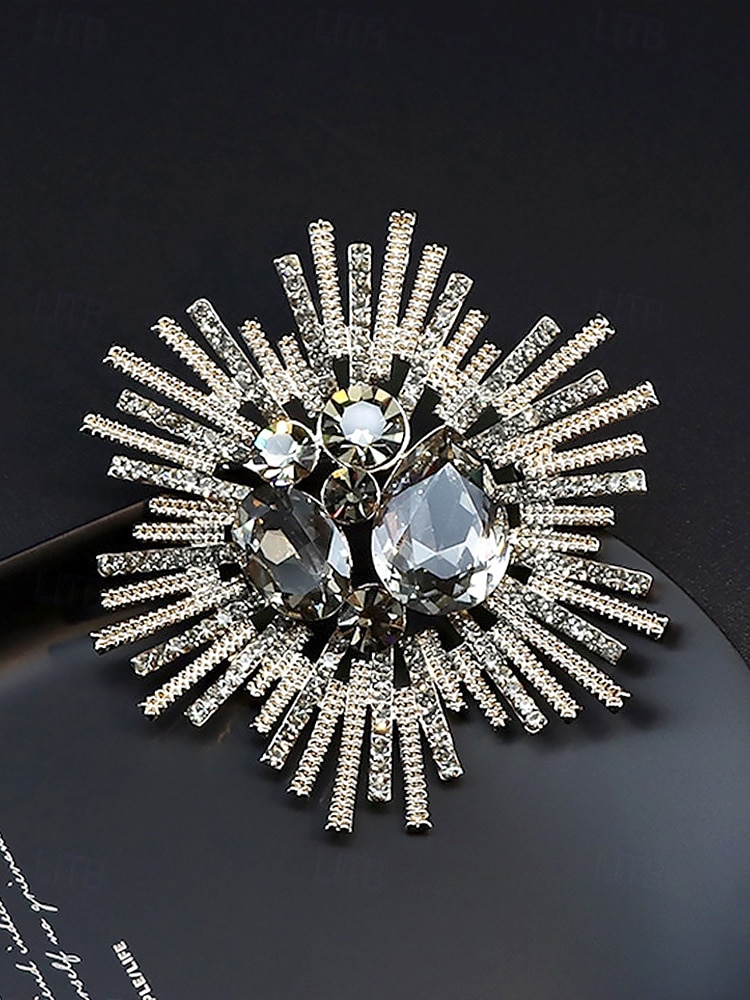 női vintage stílusú sunburst bross rózsaszín és kristály drágakövekkel – elegáns kitűző hivatalos öltözékhez 2025 - $9.99 –P9