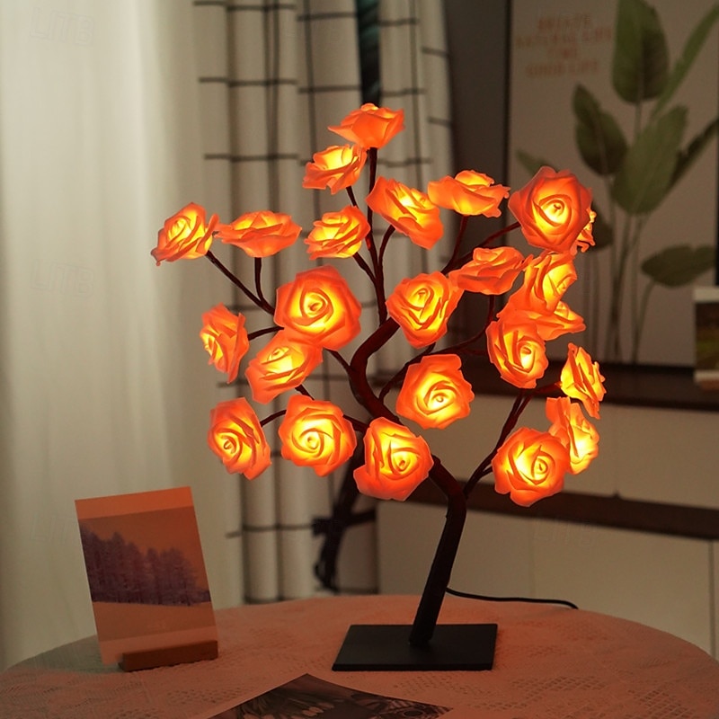 led rosetre lampe valentinsdag skrivebordslampe bryllup bursdagsfest hjemme soverom nattlys usb-drevet avtakbar valentinsdag dekorasjon nattlys 2025 - $21.99 –P14