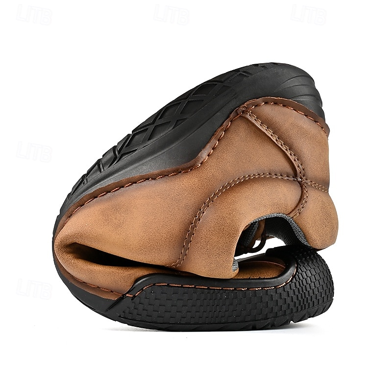 baskets décontractées en similicuir marron pour hommes avec lacets élastiques réglables - semelle antidérapante durable, coupe confortable pour un usage quotidien de 2025 ? $46.99 –P3