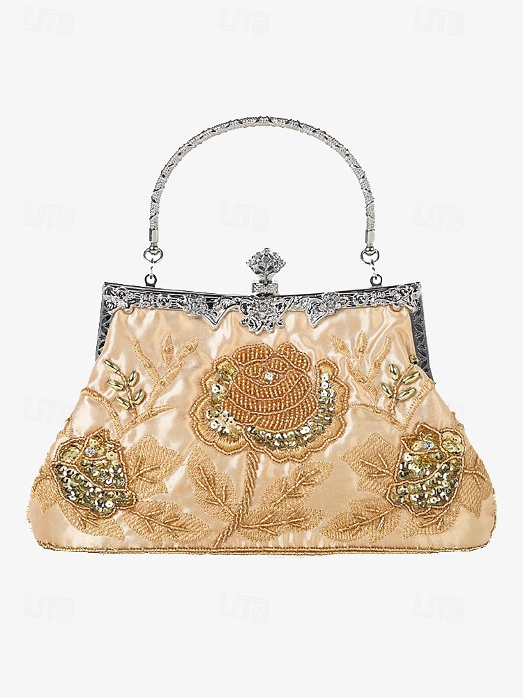Women's Vintage Green Velvet Handbag with Beaded Floral Embroidery and Metal Frame – Elegant Evening Bag 2025 - $59.99 –P2