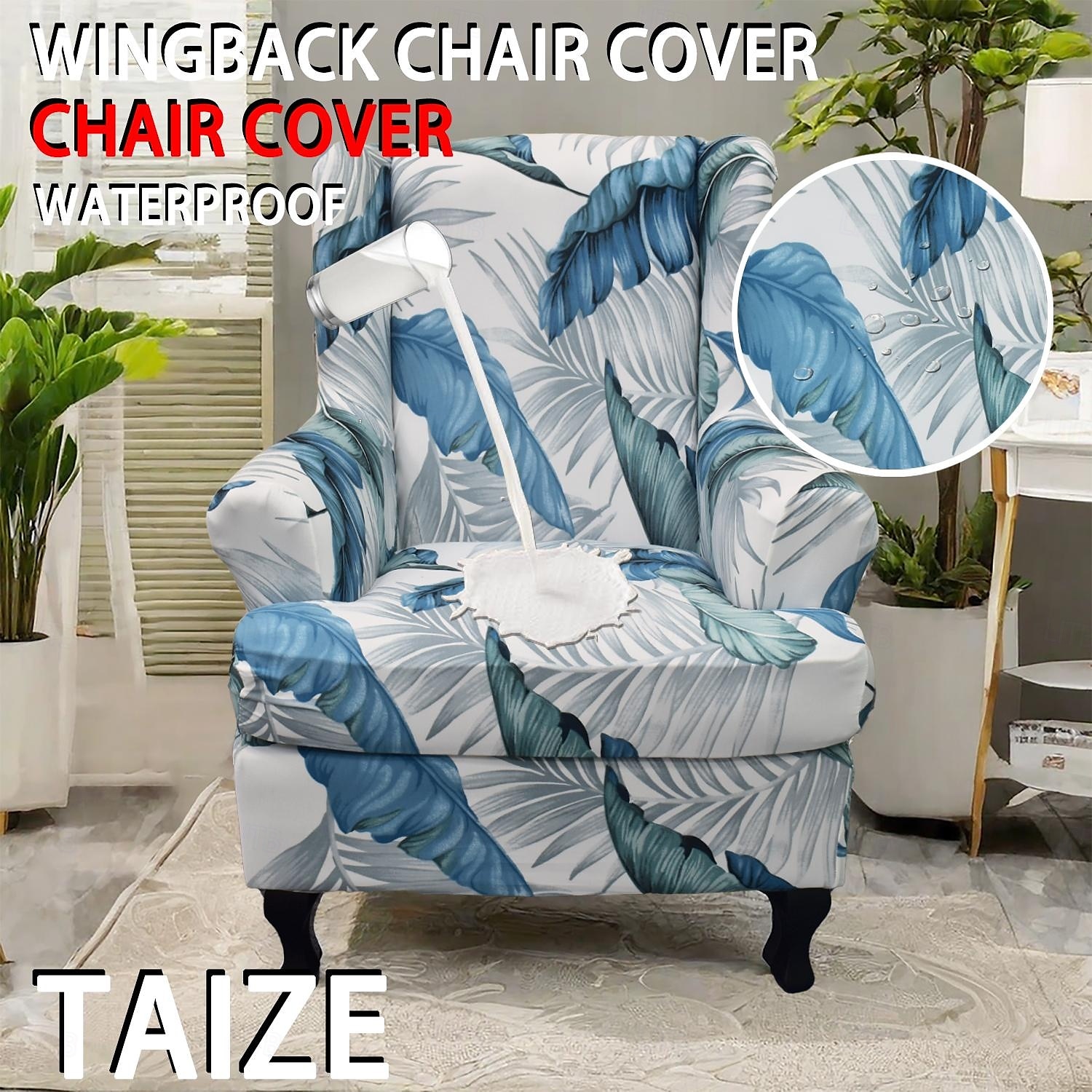 capa para cadeira com encosto de orelha floral capa elástica e durável com design floral elegante, perfeita para proteger e realçar sua cadeira com encosto de orelha, ideal para uma decoração de sala de 2025 por $30.99 –P4