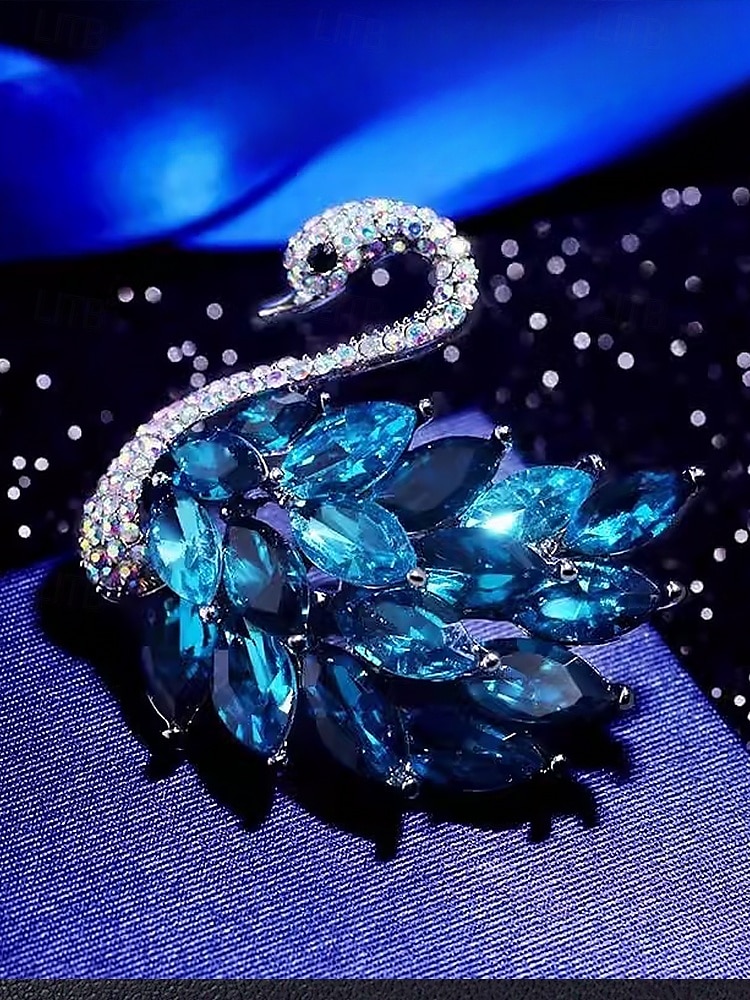 broșă elegantă cu lebădă cu ornamente cu strass - ac de cristal strălucitor pentru femei, perfectă pentru ținute formale și pentru cadouri 2025 - $9.99 –P6