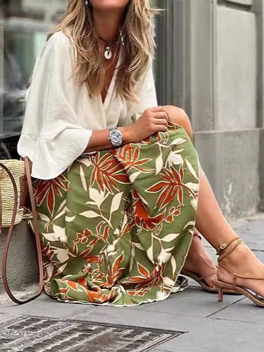 Women's Long Skirt Maxi Skirts Patchwork Floral Graphic Vacation Street Summer Elegant Vintage Green 2025 - $21.99 –P2