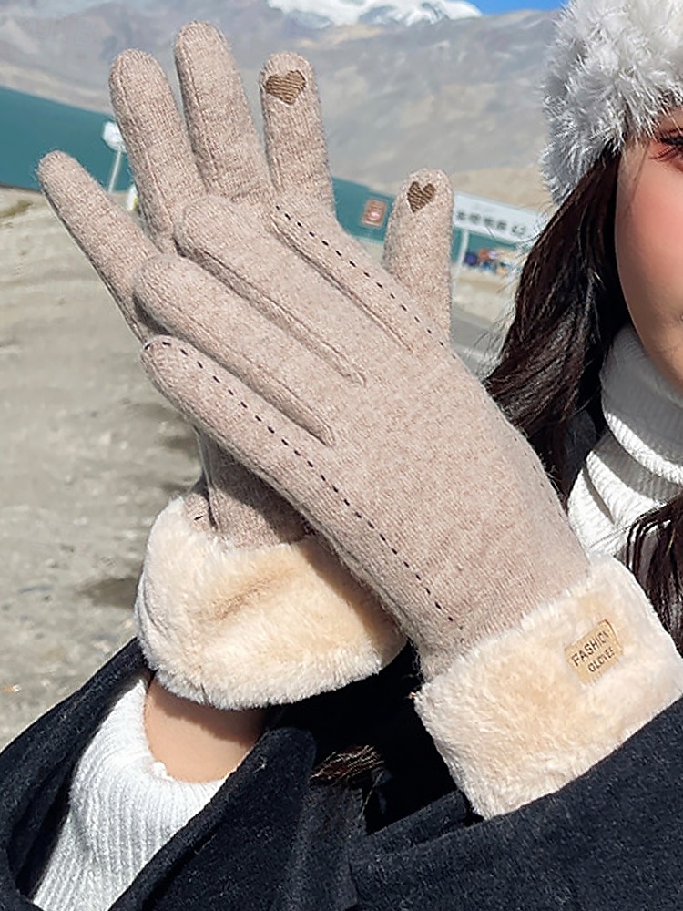 Women's Winter Fleece-Lined Touchscreen Gloves with Heart Detail – Warm and Stylish for Outdoor Cold Weather, Perfect Gift Idea 2025 - $14.99 –P1
