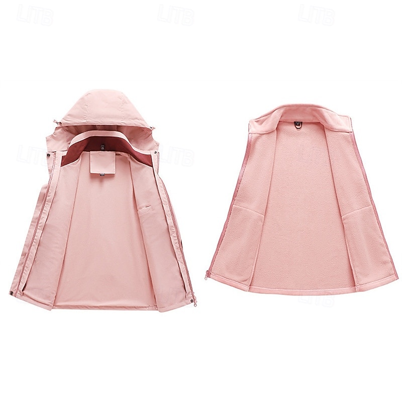 Damen Soft Shell Jacke Wanderjacke Winter Draussen Farbblock warm Fleece-Futter Windundurchlässig Wasserdicht 3-in-1-Jacke Leichte Jacke Windbreaker-Jacke Reisen Hellrosa Weiß Rosa Rot Purpur 2025 - $75.99 –P9