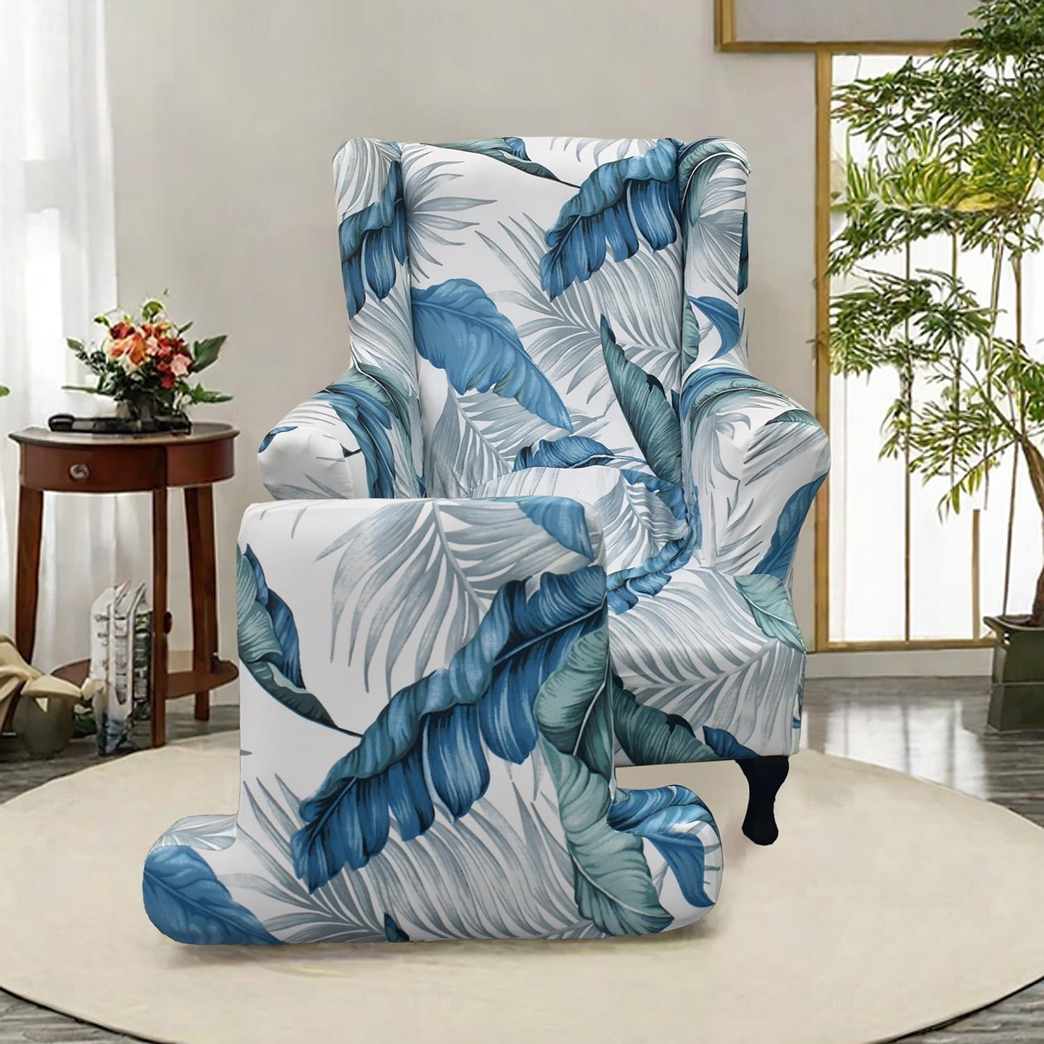 capa para cadeira com encosto de orelha floral capa elástica e durável com design floral elegante, perfeita para proteger e realçar sua cadeira com encosto de orelha, ideal para uma decoração de sala de 2025 por $30.99 –P7