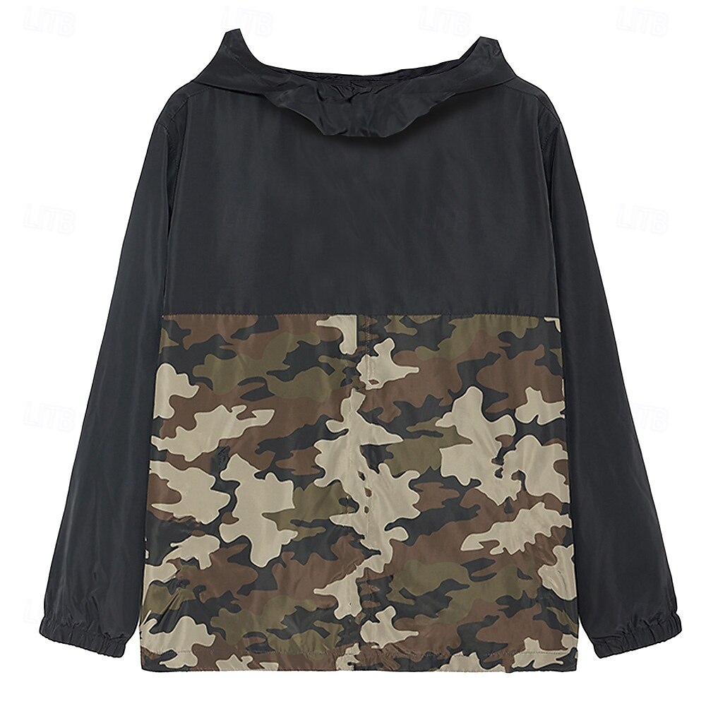 Homens Côr Camuflagem Blusão Capa de chuva Casaco Shell Prova-de-Água Leve Casual Esportes Acampar e Caminhar Bolsos laterais Zip Frente Outono Inverno Com Capuz Manga Longa Camuflado de 2025 por $44.99 –P2