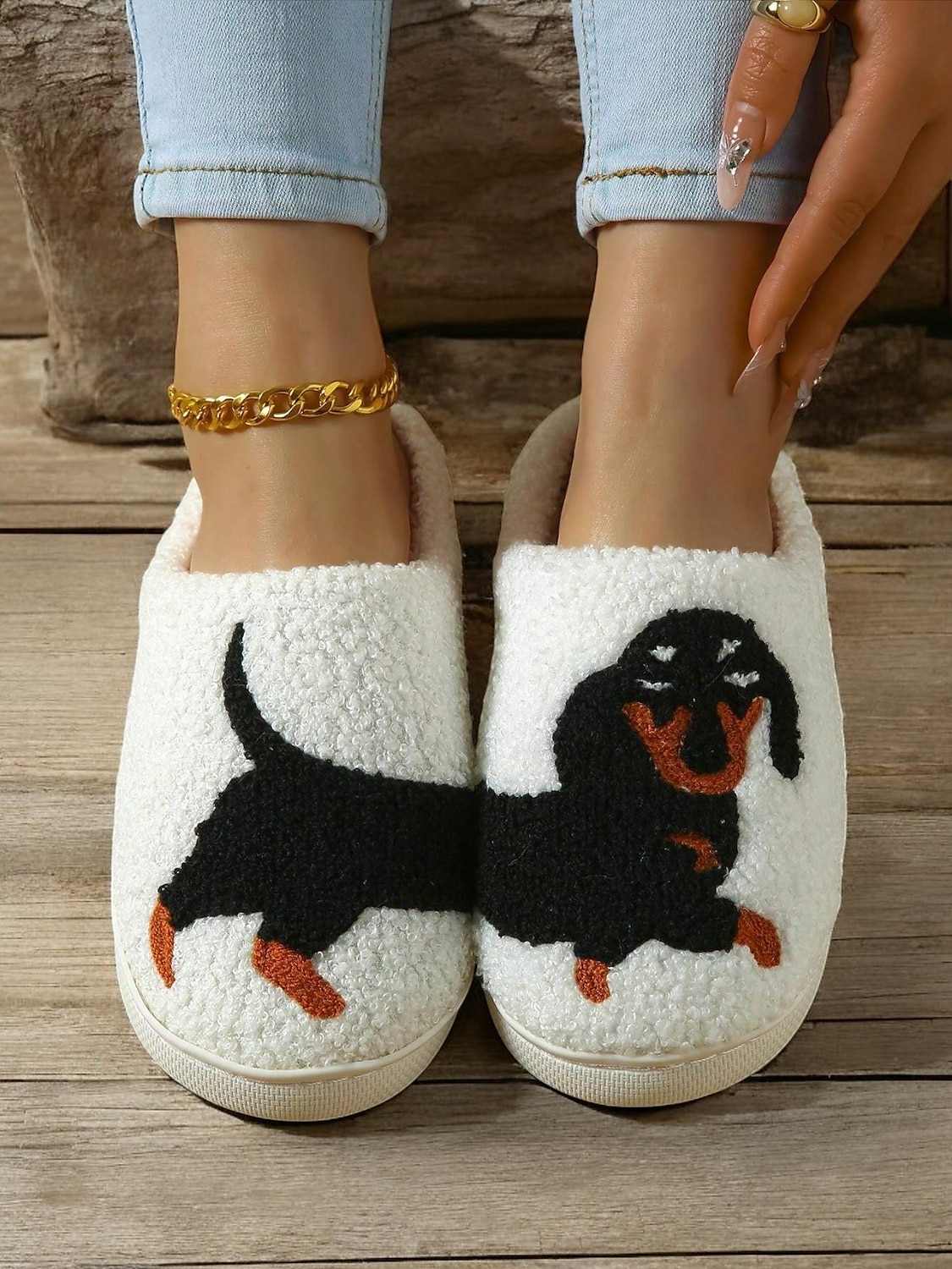 pantofole da donna con ricamo a forma di bassotto – calde scarpe da interno foderate in pile per gli amanti dei cani del 2025 a $14.99 –P1