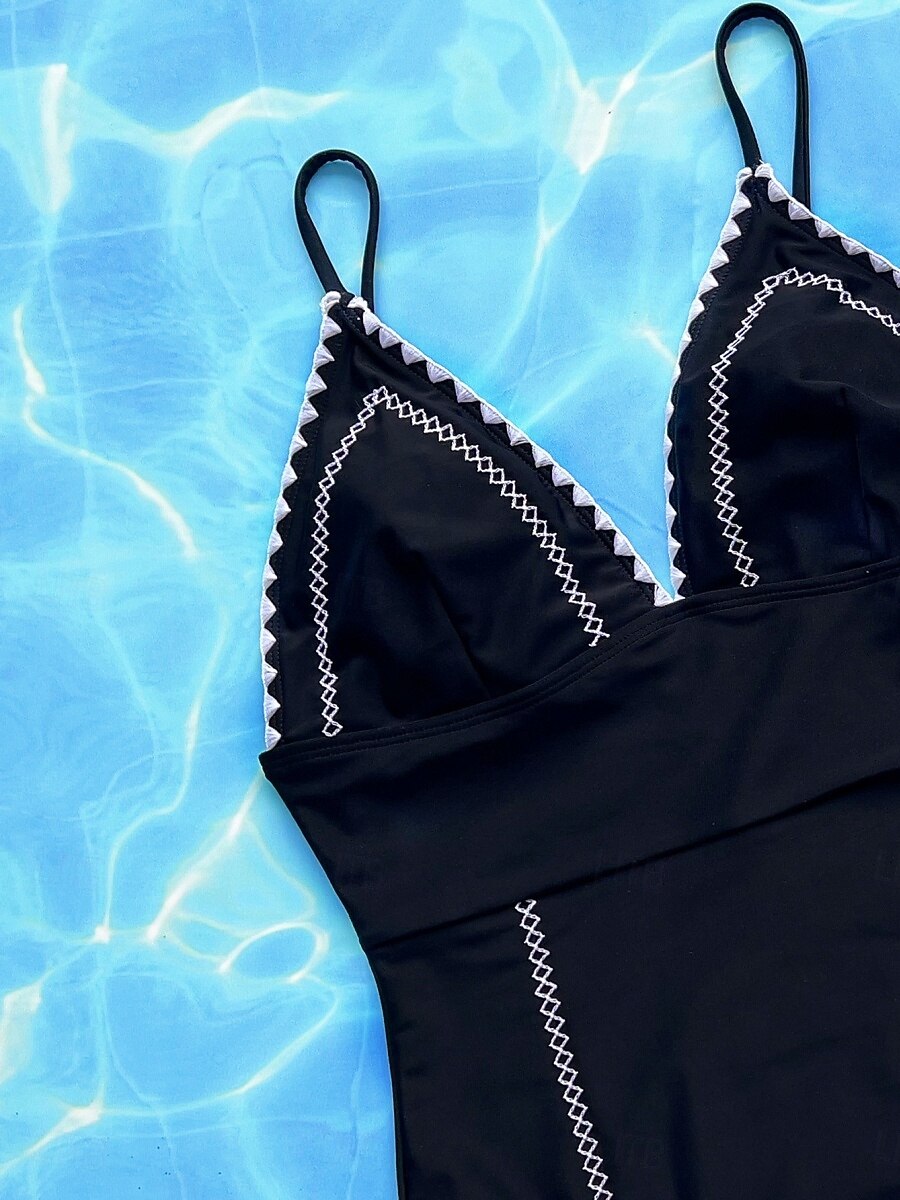 Dam Badkläder En bit Monokini Baddräkt Öppen rygg Magkontroll Hög midja Smal Semester Standkläder Ensfärgat Halterneck Ärmlös Baddräkter 2025 - $28.99 –P4