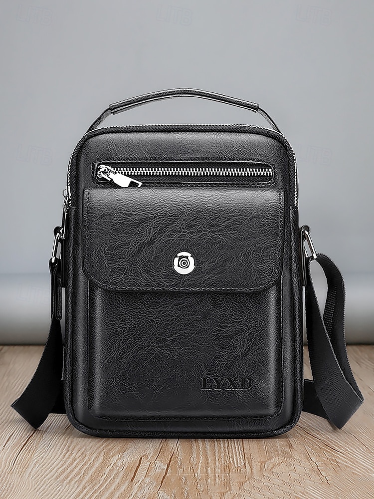 borsa a tracolla vintage in similpelle marrone da uomo – borsa a tracolla compatta con più tasche per viaggi, lavoro e uso quotidiano del 2025 a $24.99 –P8