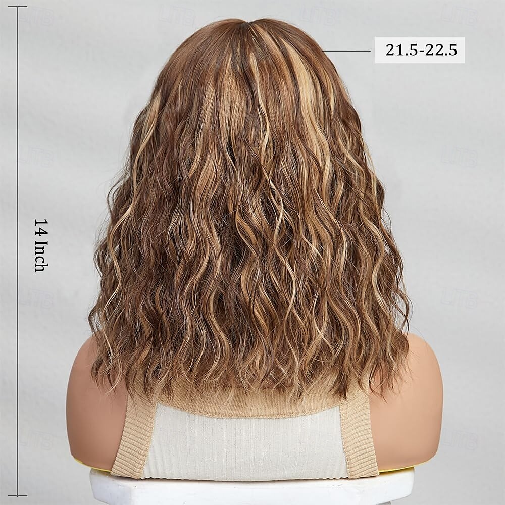 Short Wig Shoulder Length Bob Curly Wavy Wig With Bangs for Women Charming Heat-resistant Synthetic Hair Wigs for Date Daily Use 2025 - $19.49 –P10