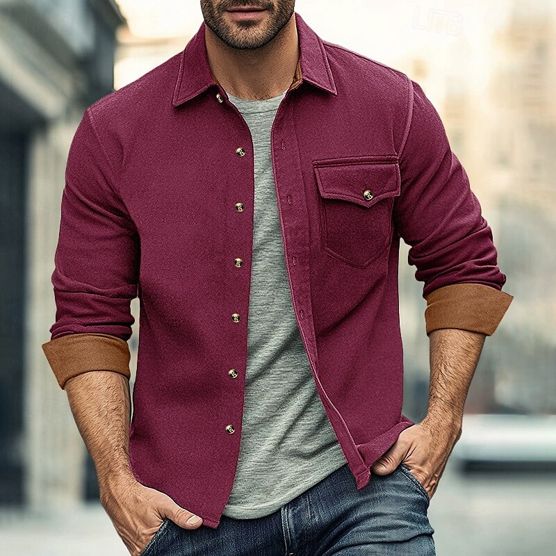 Per uomo Camicia Camicia di flanella Sovracamicia Color Block Esterno Strada Nero Bianco Rosso Blu marino Manica lunga Inverno Primavera & Autunno Abbigliamento del 2025 a $26.99 –P6