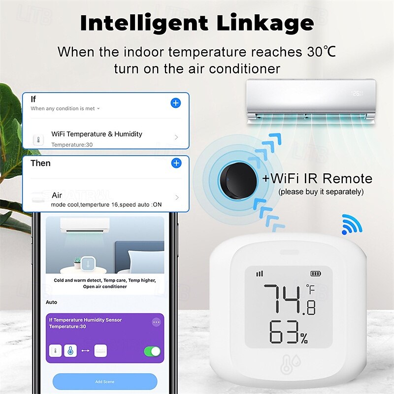 tuya smart wifi/zigbee αισθητήρας υγρασίας θερμόμετρο εσωτερικού χώρου υγρόμετρο με οθόνη lcd υποστήριξη alex google home 2025 - $23.99 –P6