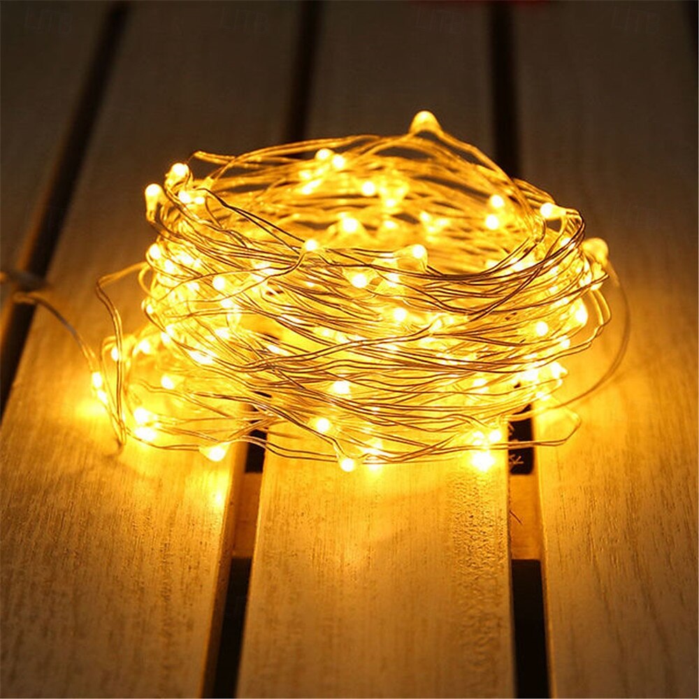 2 luci a LED USB, luci fatate impermeabili in filo di rame/argento da 2 m, 3 m, 5 m, 10 m e 20 m per decorazioni natalizie, per matrimoni e feste del 2025 a $9.49 –P1