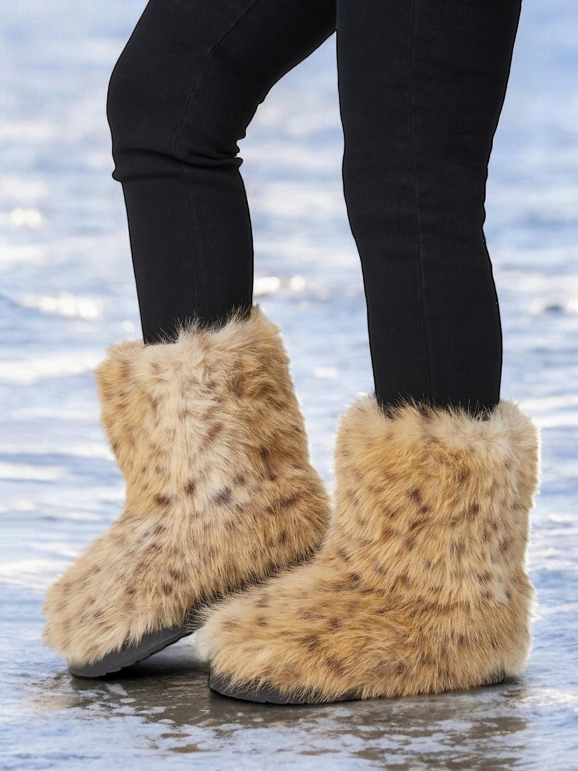 dámské sněhule z umělé kožešiny s leopardím vzorem – teplé a stylové zimní outdoorové boty do chladného počasí 2025 - $46.99 –P4