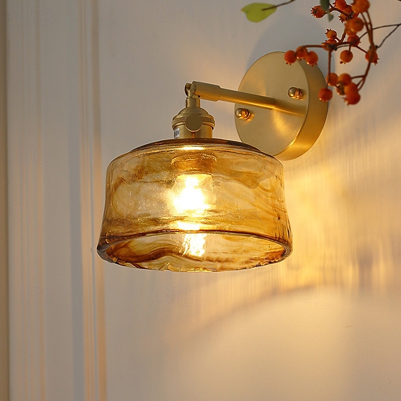 Modern Brass Wall Light Minimalist Sconces with Tea Color Glass Shade Wall Lamps with 90° Up and Down Adjustment 110-240V 2025 - $63.97 –P10