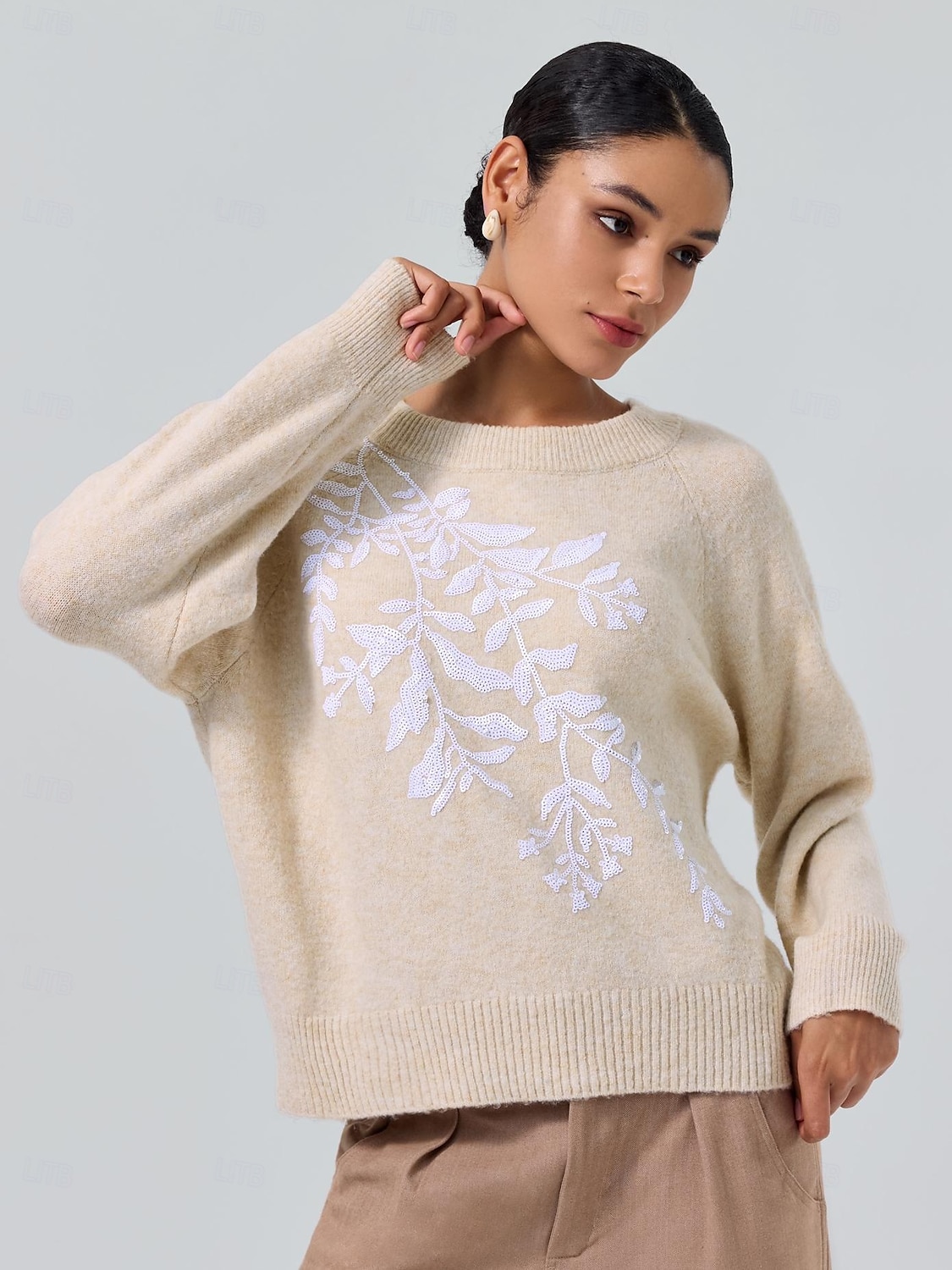 pull en laine mélangée brodé en tricot de 2025 ? $69.99 –P4