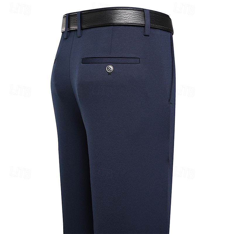 Pánské Oblekové Kalhoty Kalhoty chinos Knoflíky Kapsy Pevná barva Pohodlné Formální Párty Práce Módní Klasický styl Černá Námořnická modř Lehce elastické 2025 - $18.99 –P9