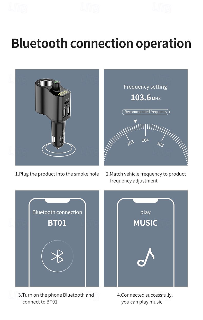 FM Transmitter BT 5.0 Car Kit Handsfree Car Music Player Cigarette Lighter Socket Splitter Dual USB Car Charger 2025 - $31.99 –P19