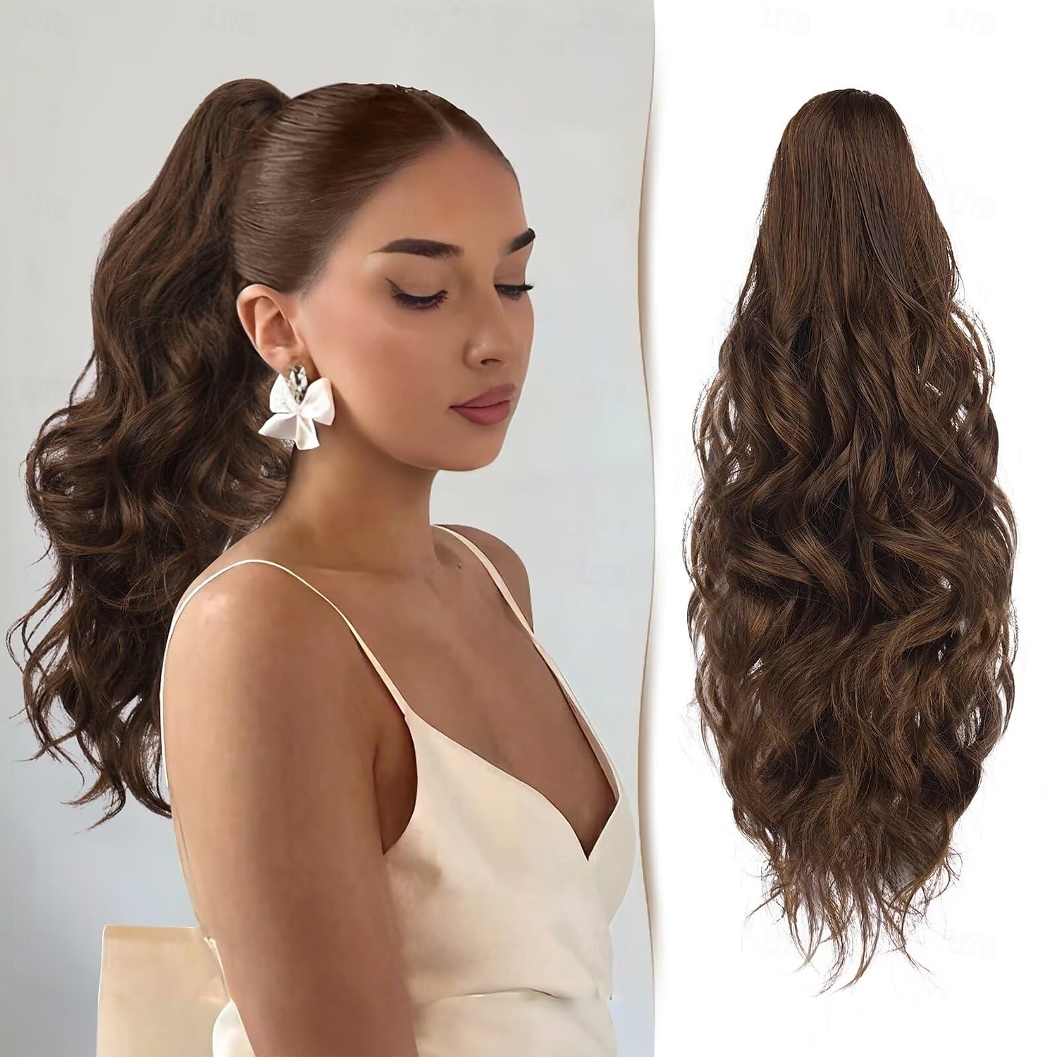 extension per capelli coda di cavallo 18" clip artiglio in extension per capelli ricci ondulati extension coda di cavallo finta lunga morbida coda di cavallo sintetica pezzo di capelli per donna del 2025 a $11.49 –P1