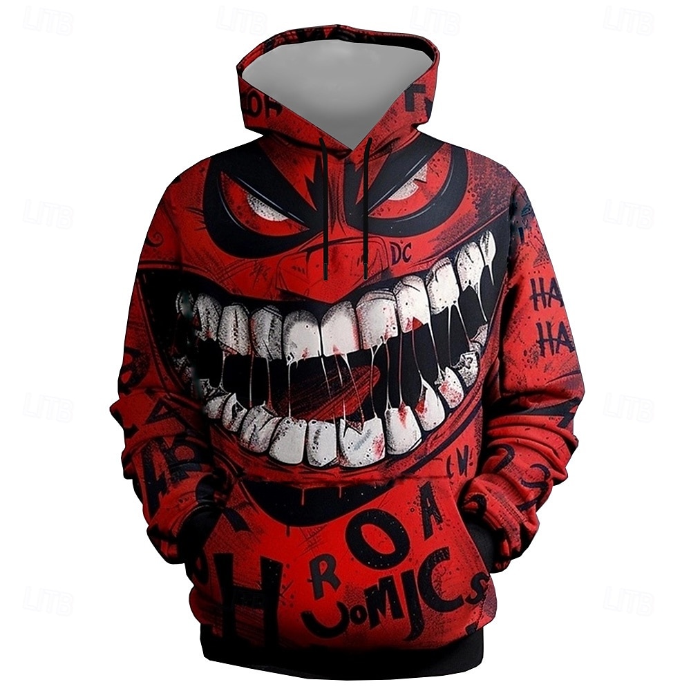 Men's Mouth Hoodies Sweatshirt Fashion Long Sleeve Crew Neck 3D Print Party Holiday Streetwear Red Drawstring Fall Winter Designer 2025 - $29.99 –P2