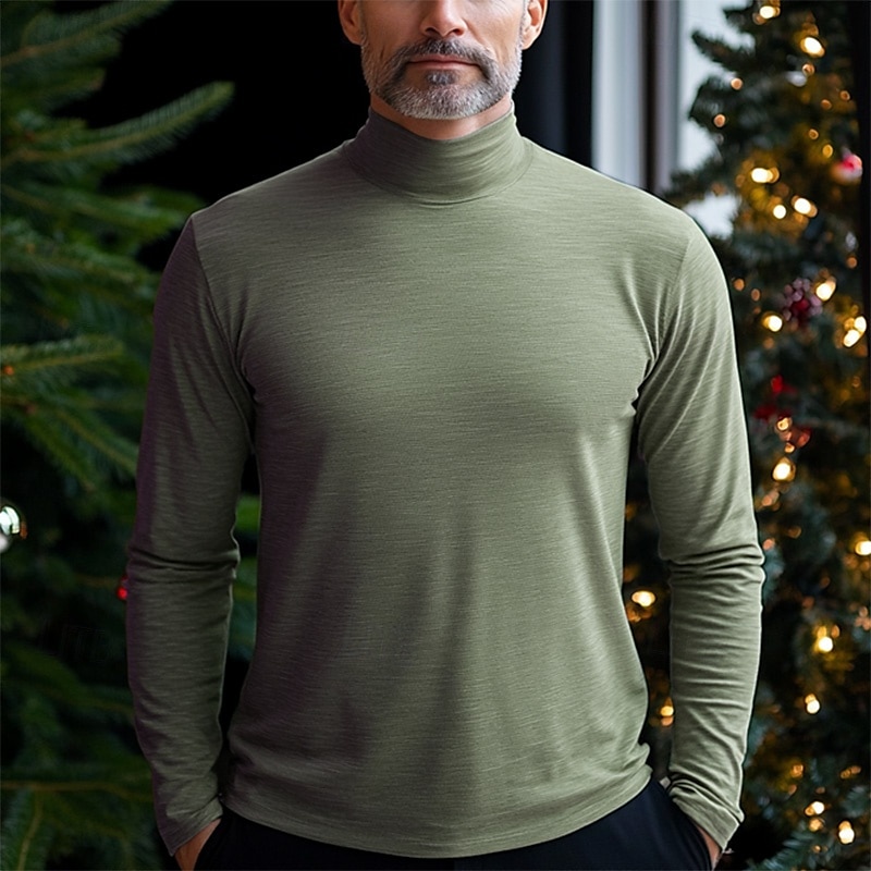 Herre T skjorte Turtleneck skjorte Langermet skjorte Langermet Rullekrage Vår & Vinter عادي Mote Designer Fritid Klassisk Gate Sport Ferie Lyseblå Marineblå Svart Topp T-skjorte for menn 2025 - $15.49 –P9