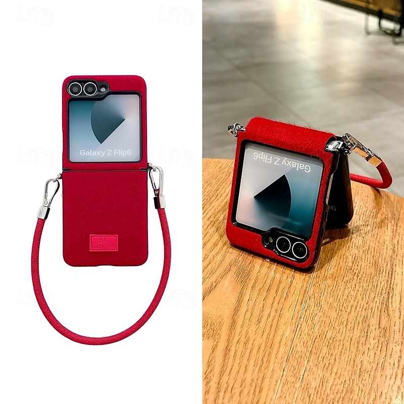 Handy Hülle Handyhüllen Für Samsung Galaxy Z Flip 6 Z Flip 5 Z Flip 4 Z Flip 3 Rückseite mit Handschlaufe Stoßresistent Retro TPU Plüsch 2025 - $18.99 –P12