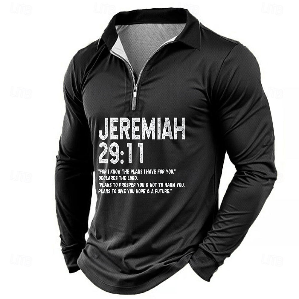 Herren Reißverschluss-Polo Langarm Polo-Shirts Kragen Business-Casual Urlaub Party-Abendmode Alltagskleidung 3D-Druck Frühling Herbst Winter Schwarz Blau Grün 2026 - $25.99 –P1