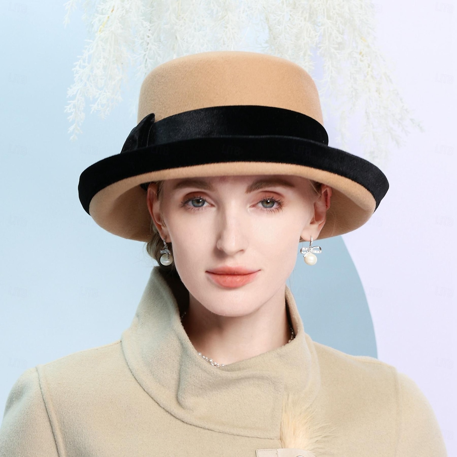 Palarie 100% Lână Pălărie Vară Pălărie Nuntă Petrecere ceai Elegant Nuntă Cu Funde Despicare Diadema Articole Pentru Cap 2025 - $44.99 –P5