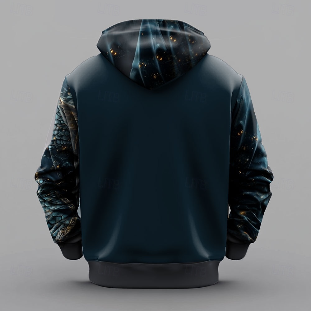 Homens Moletom Azul Com Capuz Dragão Impressão 3D Legal Outono Inverno Roupa Moletons Moletons de 2025 por $29.99 –P2