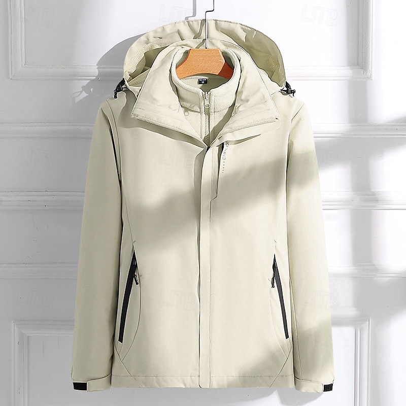 Per donna Giacca Softshell Giubbino da escursione Inverno All'aperto Tenere al caldo Fodera di vello Antivento Resistente all'acqua Giacca 3 in 1 Giacche in pile Giacca a vento Viaggi Nero Avorio del 2025 a $66.99 –P1